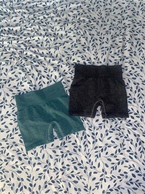 Teal and Charcoal Bike Shorts Duo